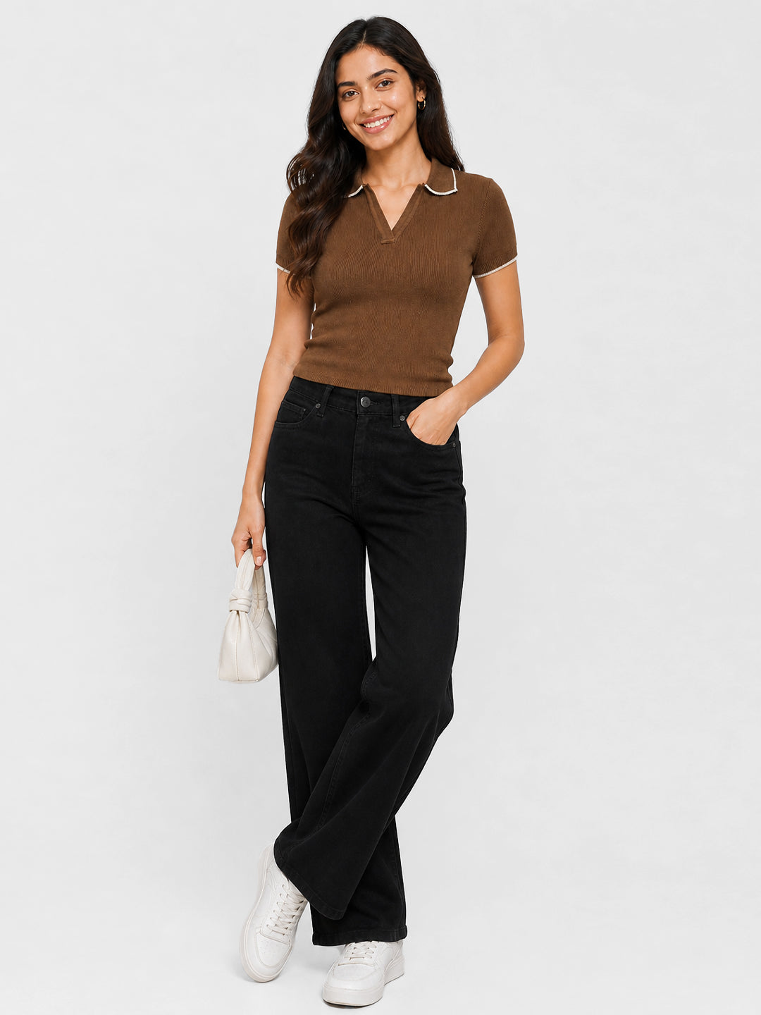 Women Sepia Slim Flat Knit