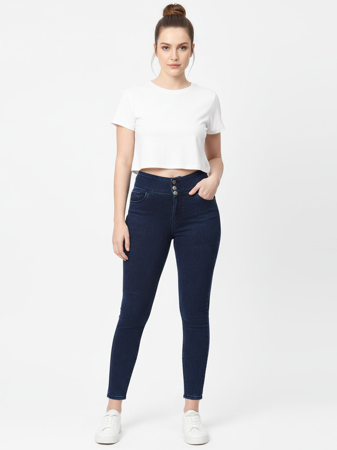 Women Dark Blue High-Rise Skinny Jeans