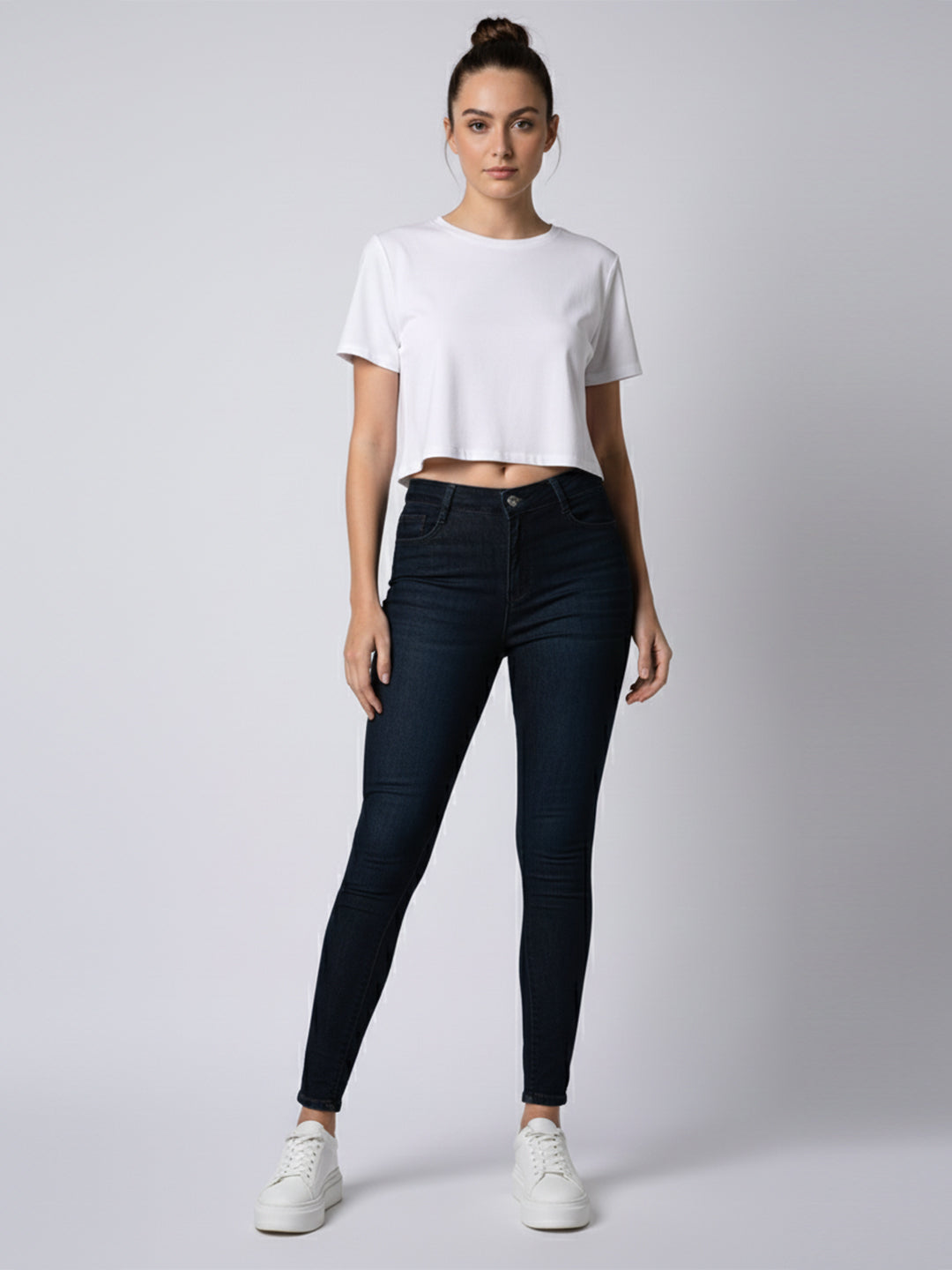 Women Dark Blue Sky High Skinny Jeans