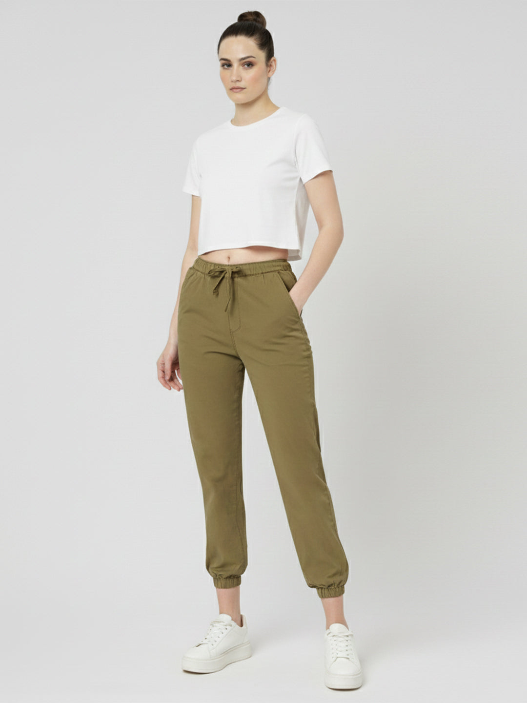Women Olive High-Rise Jogger
