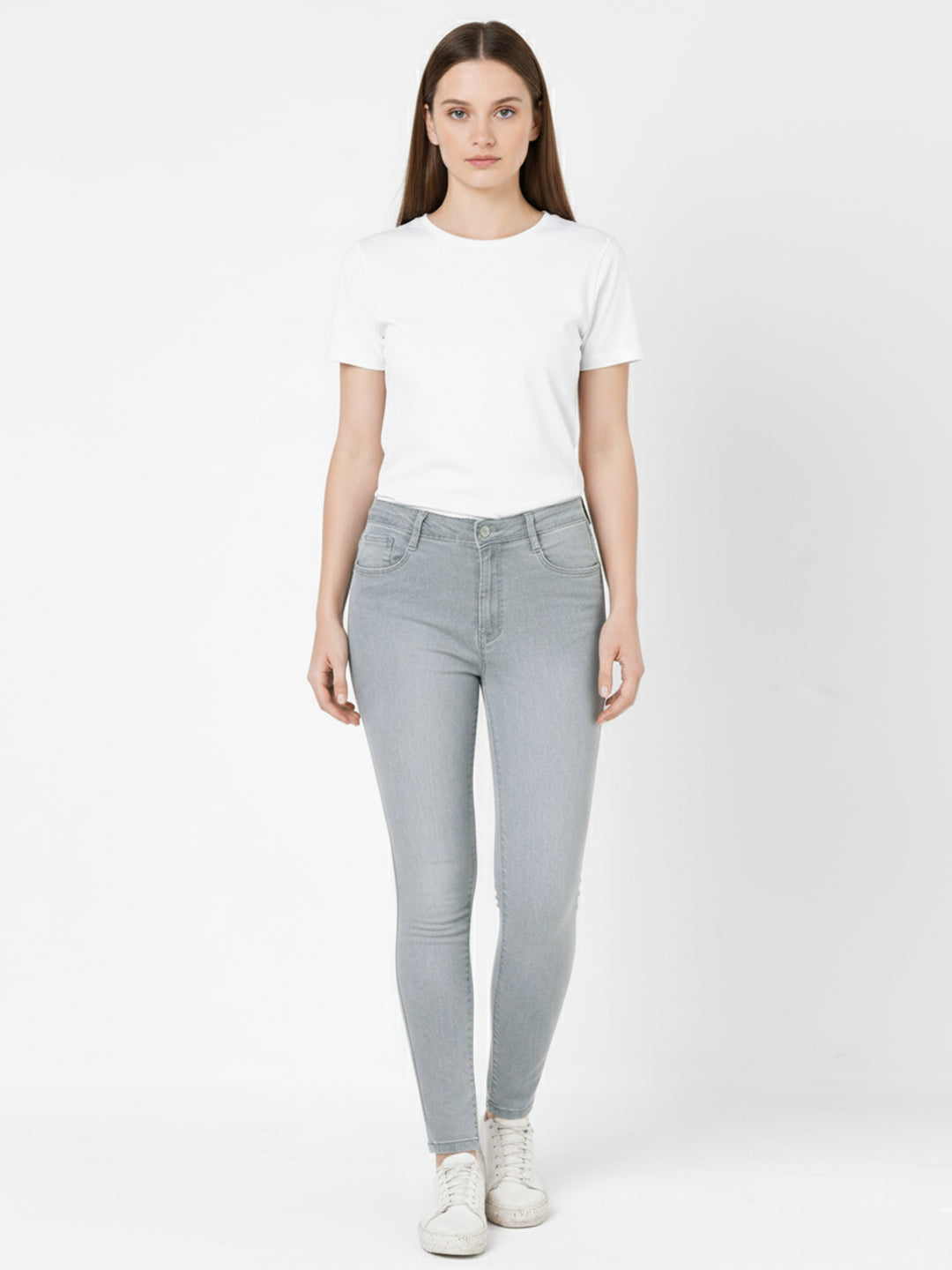 Women Grey Super High-Rise Super Skinny Jeans