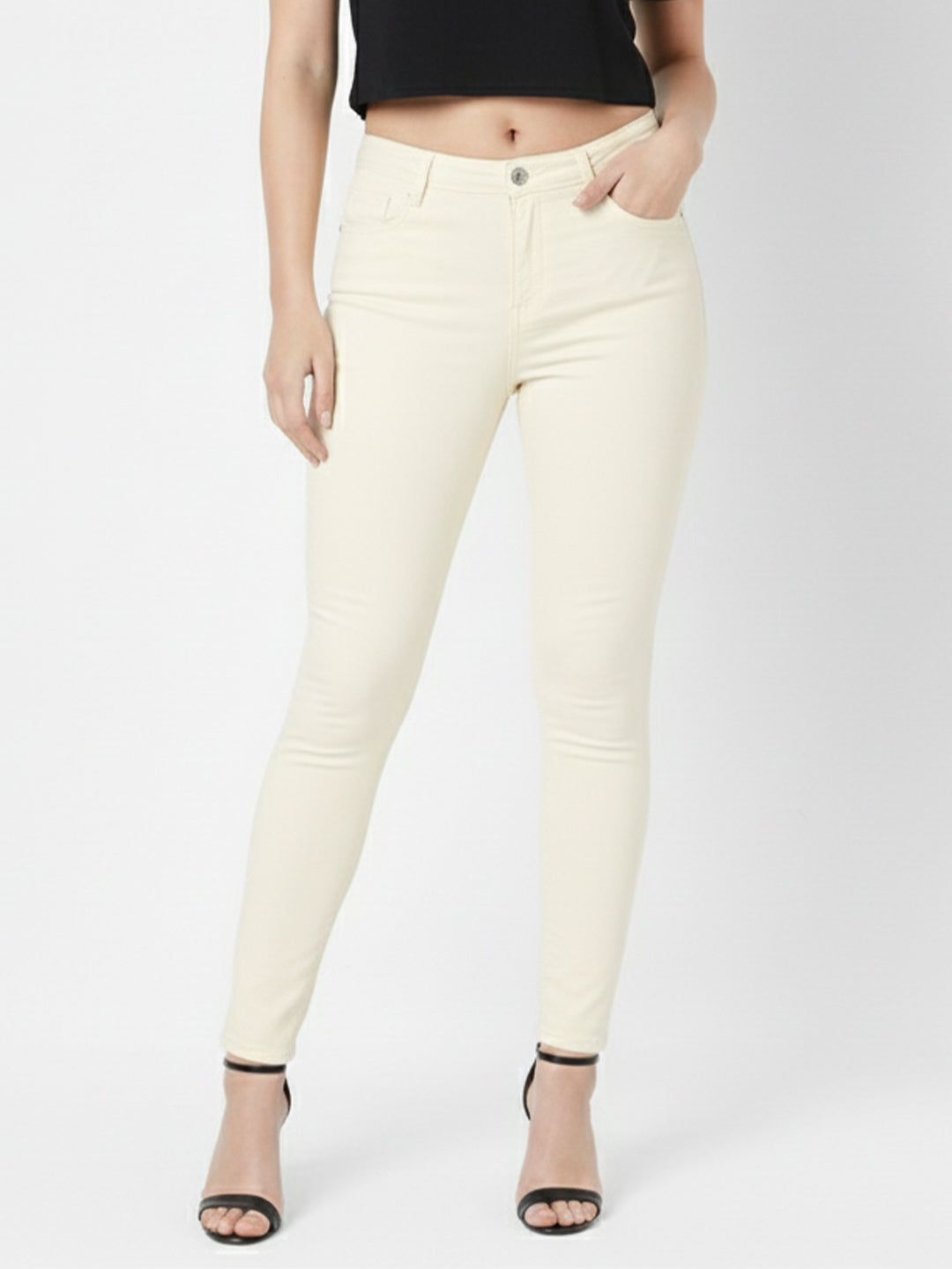 Women Ecru Super High-Rise Super Skinny Jeans
