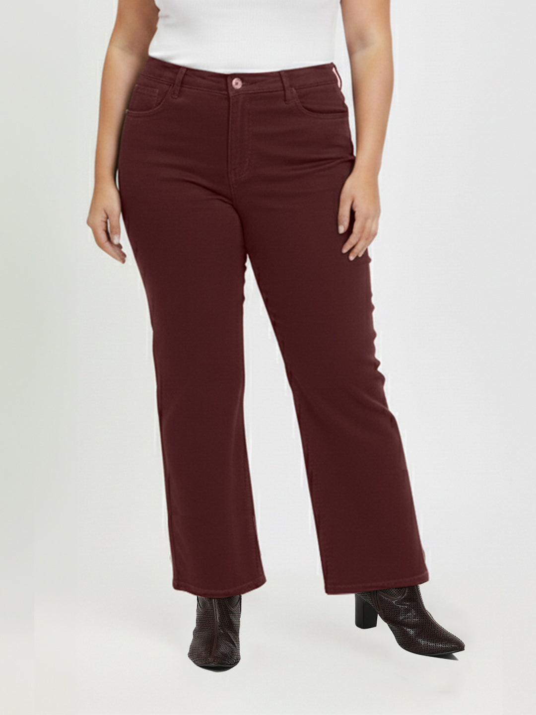 Kraus Kurve Women Sepia High-Rise Wide Leg Jeans