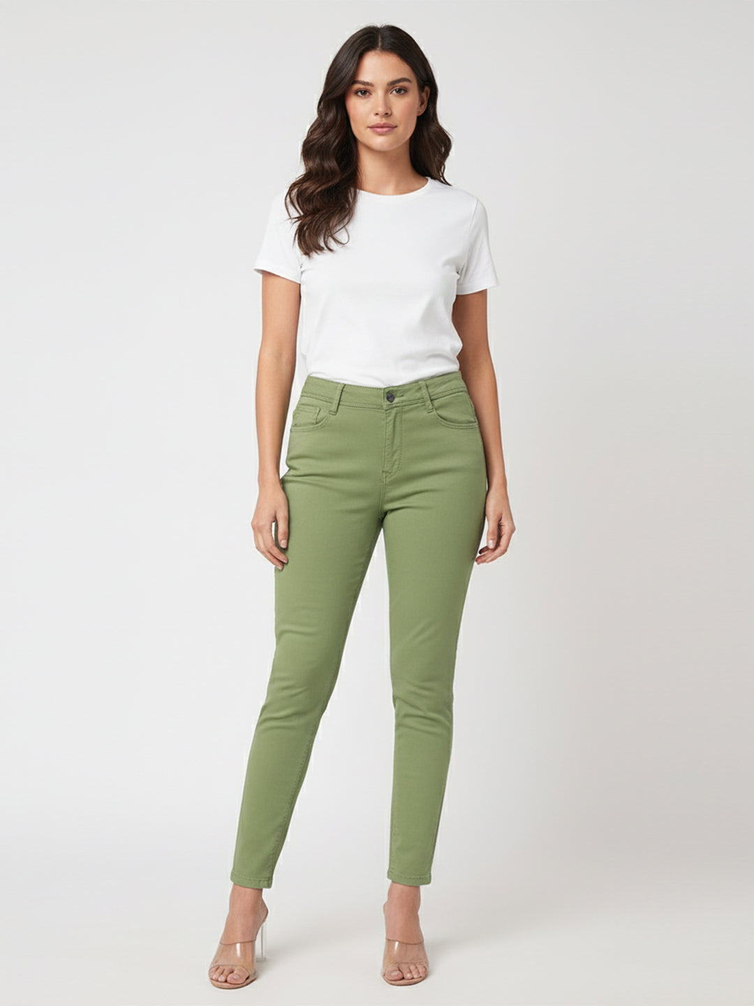 Women Olive High-Rise Skinny Jeans