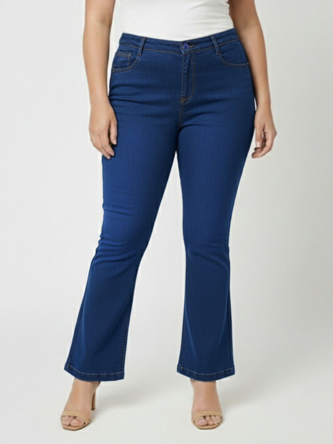 Women Dark Blue High-Rise Flare Jeans