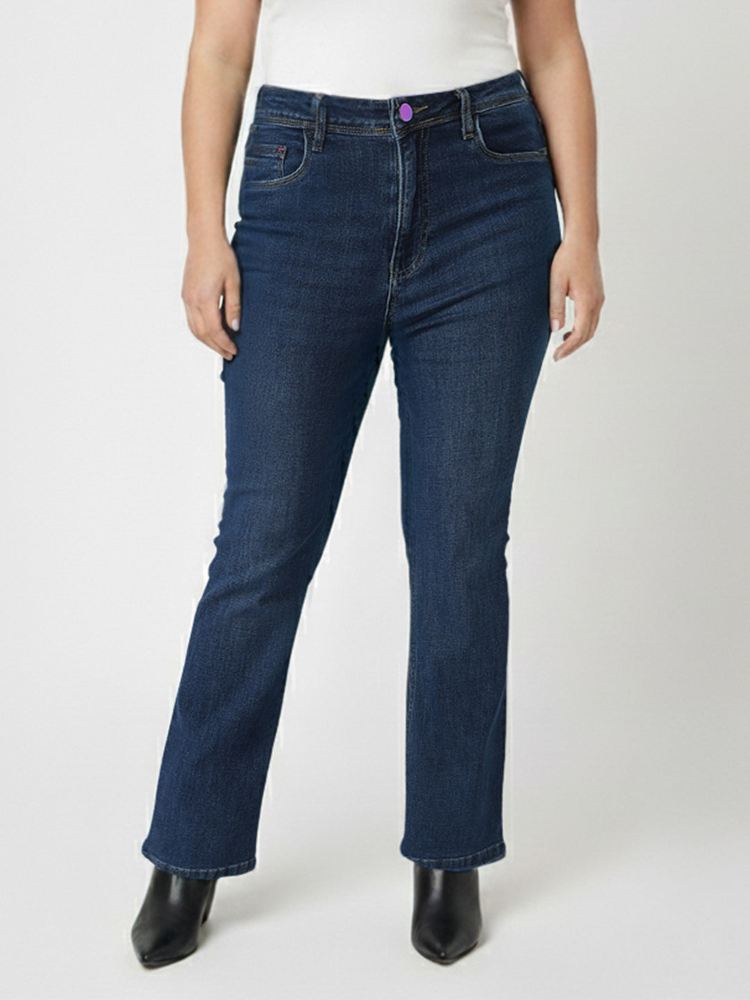 Women Dark Blue High-Rise Flare Jeans