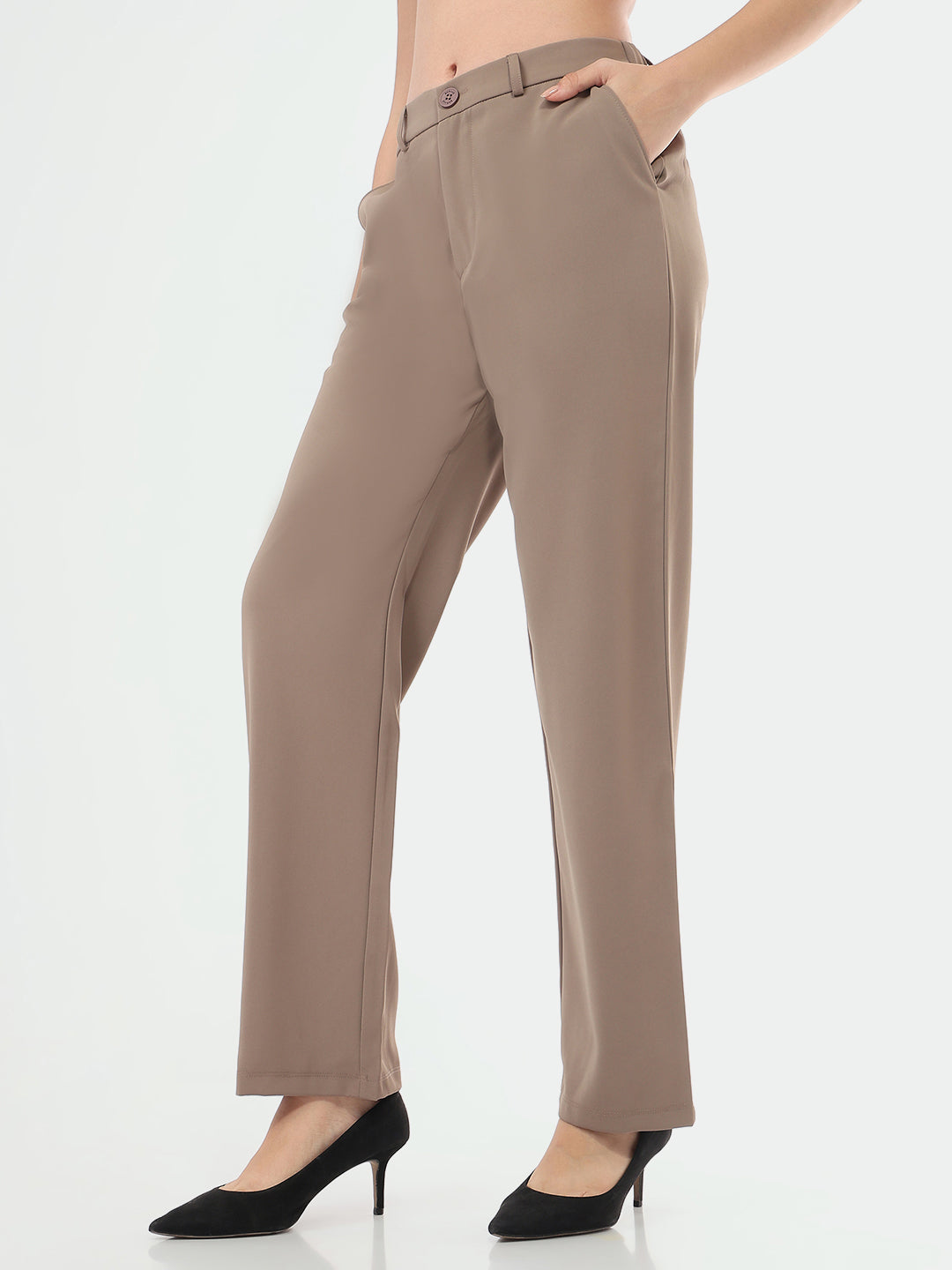 Women Stone High-Rise Straight Fit Korean Pants