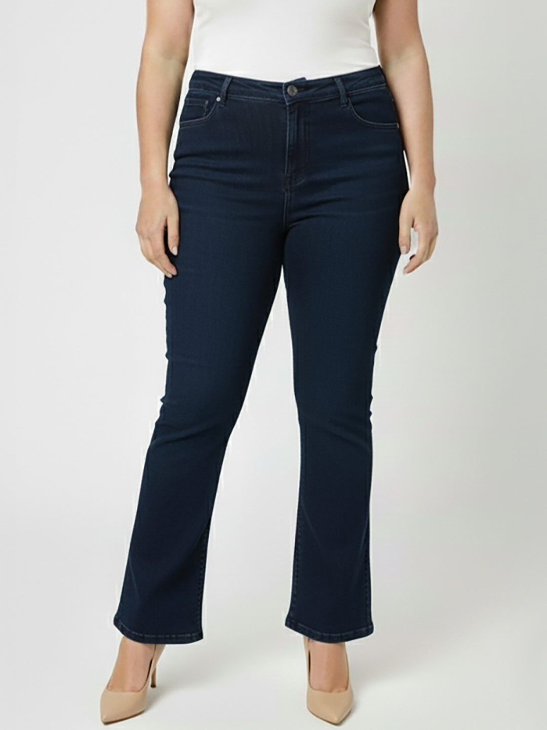Women Dark Blue High-Rise Flare Jeans