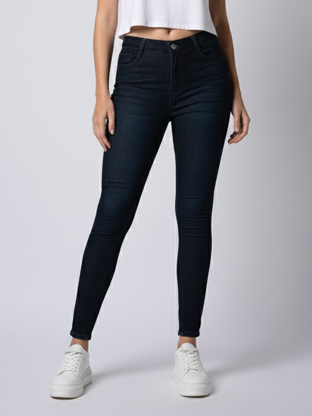 Women Dark Blue Sky High Skinny Jeans