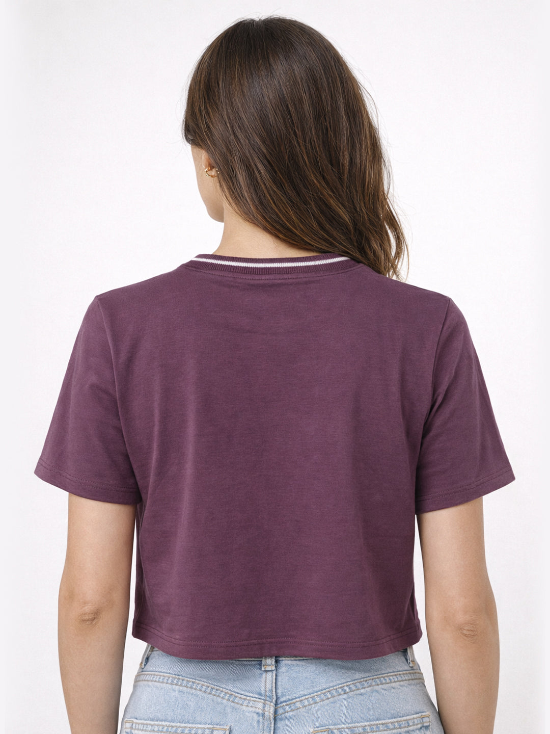 Women Mauve Graphic Crop Tees