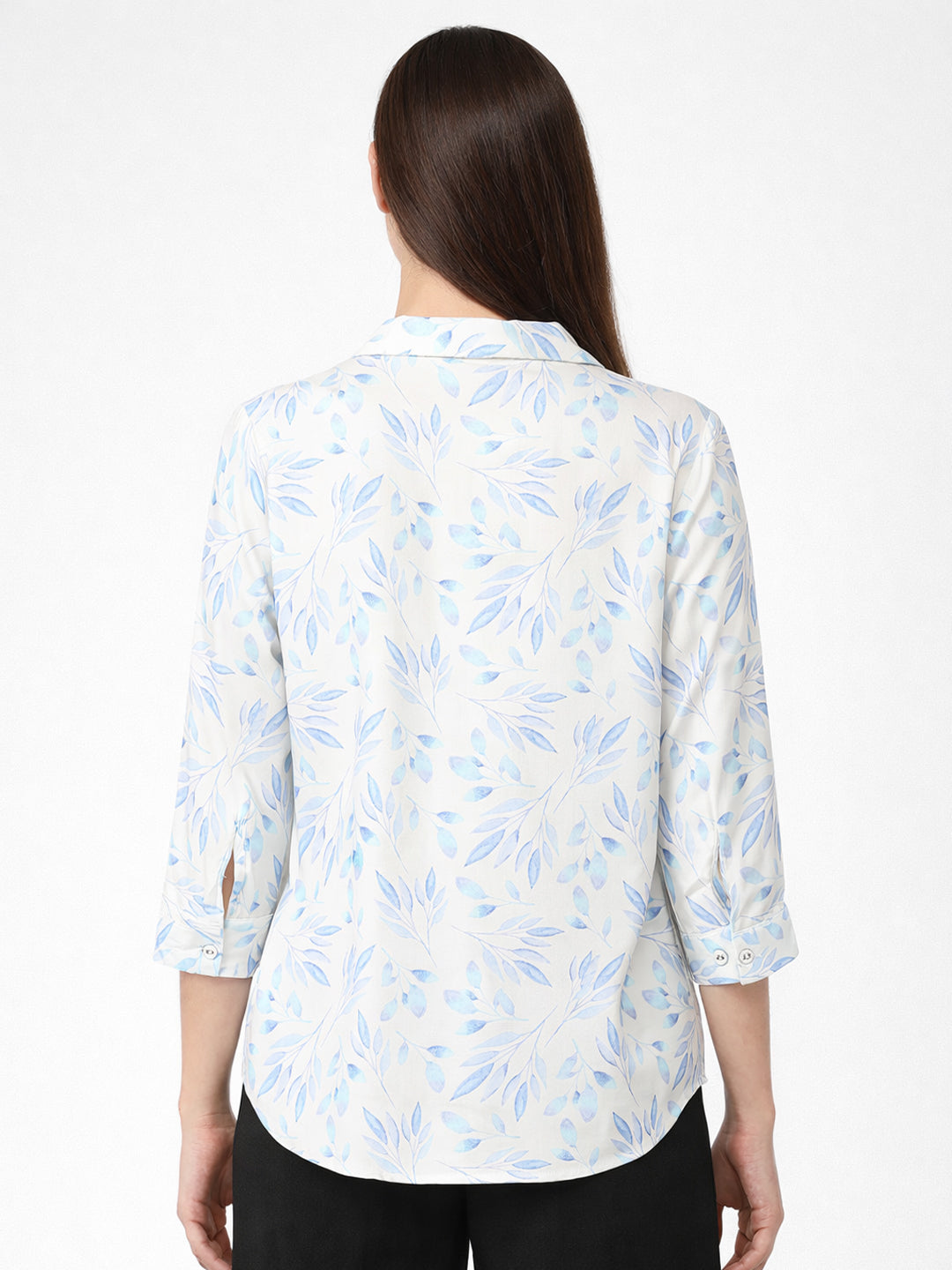 Women Blue Leaf Shirt