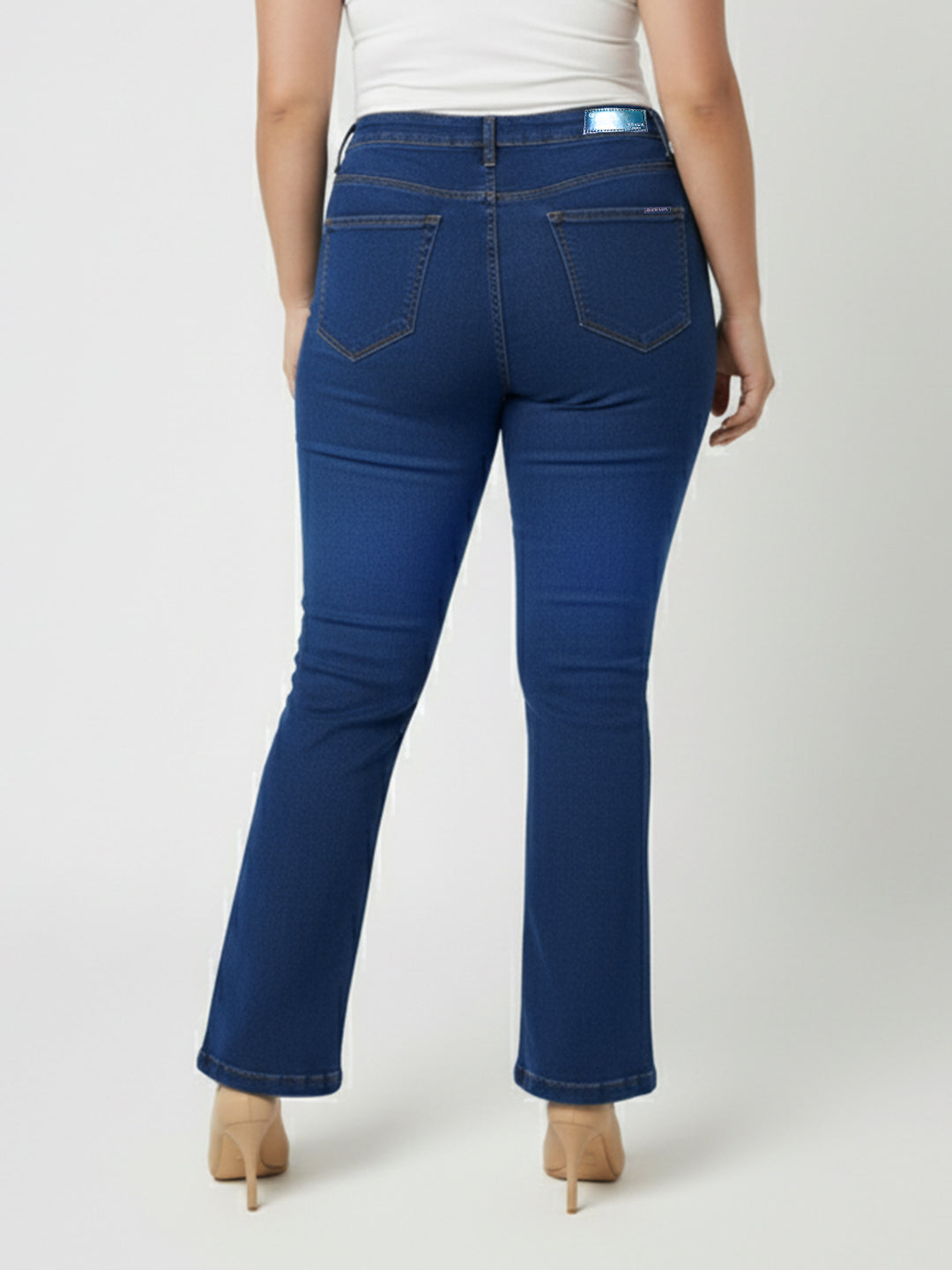 Women Dark Blue High-Rise Flare Jeans