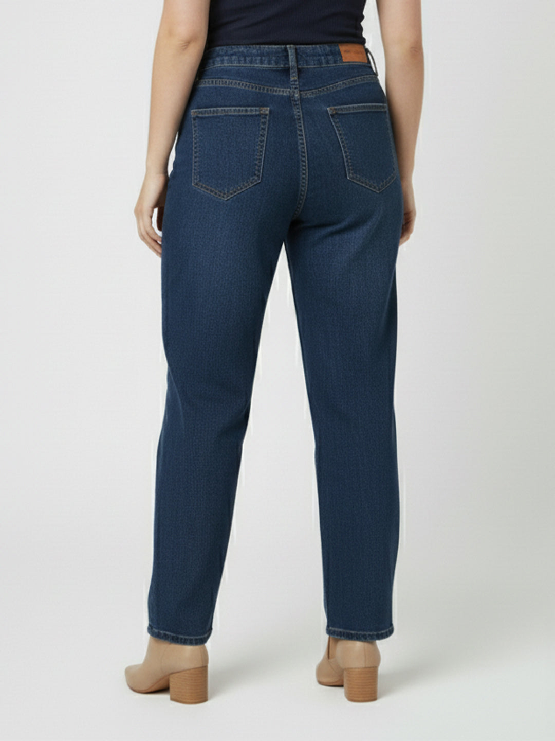 Women Dark Blue High-Rise Baggy Jeans
