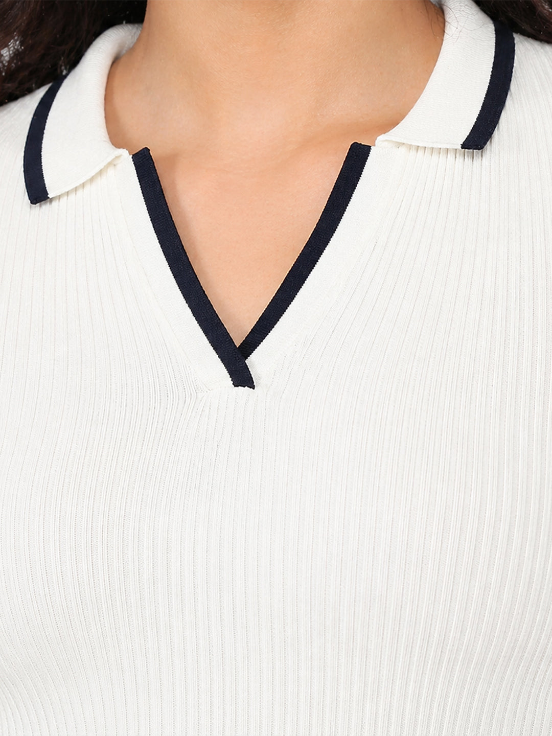 Women Off White Flat Knit