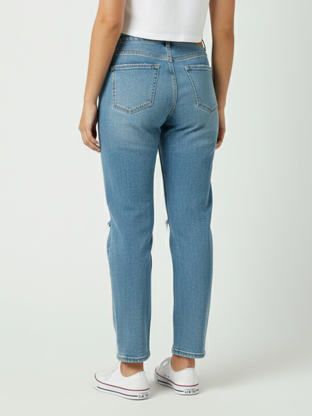 Women Blue High-Rise Mom Fit Jeans