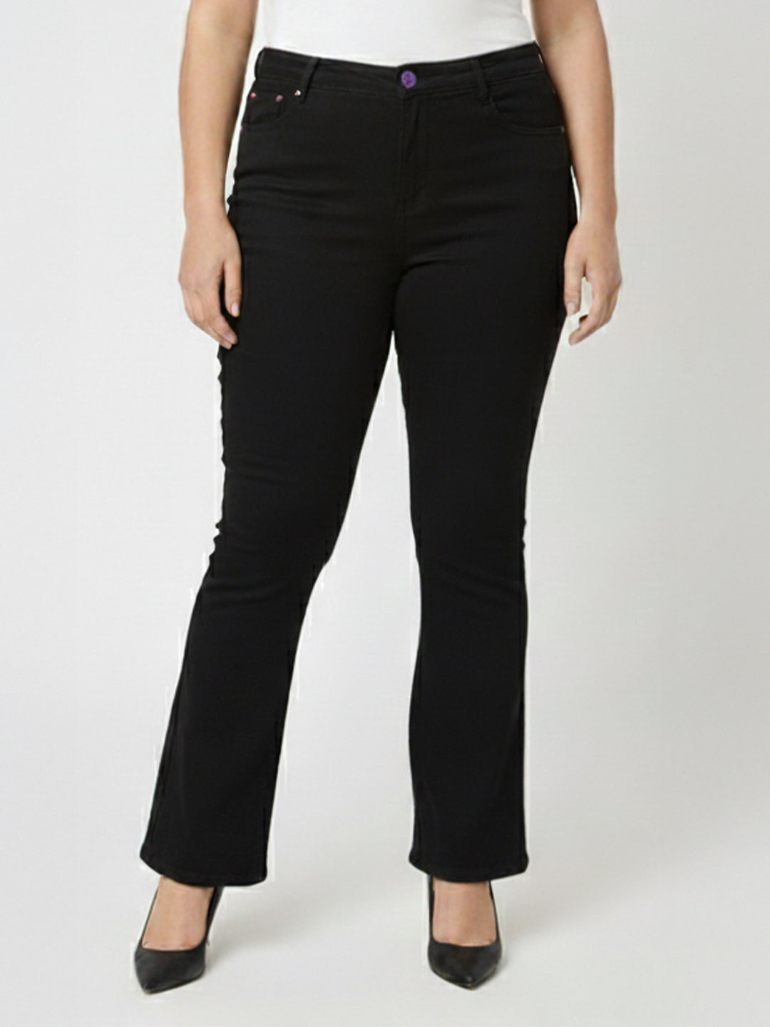 Women Black High-Rise Flare Jeans