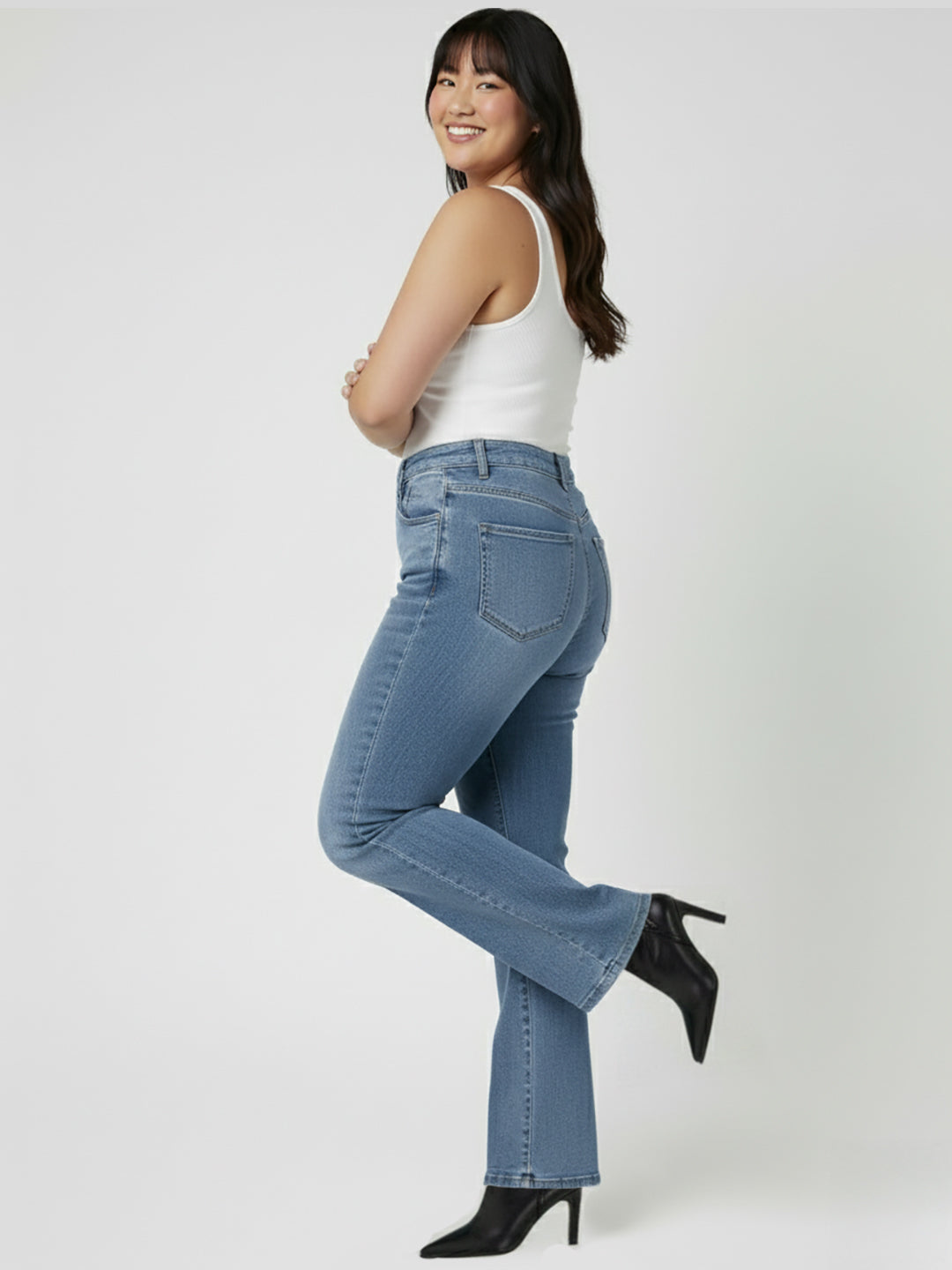 Women Blue High-Rise Mini Flare Jeans