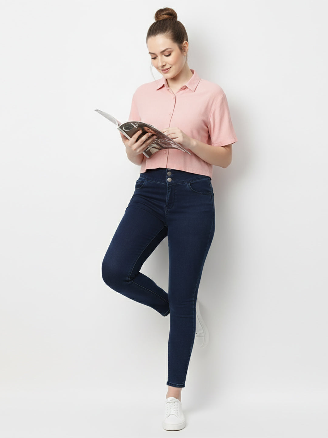 Women Dark Blue High-Rise Skinny Jeans
