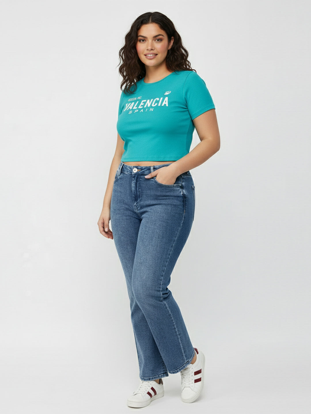 Kraus Kurve Women Blue High-Rise Wide Leg Jeans