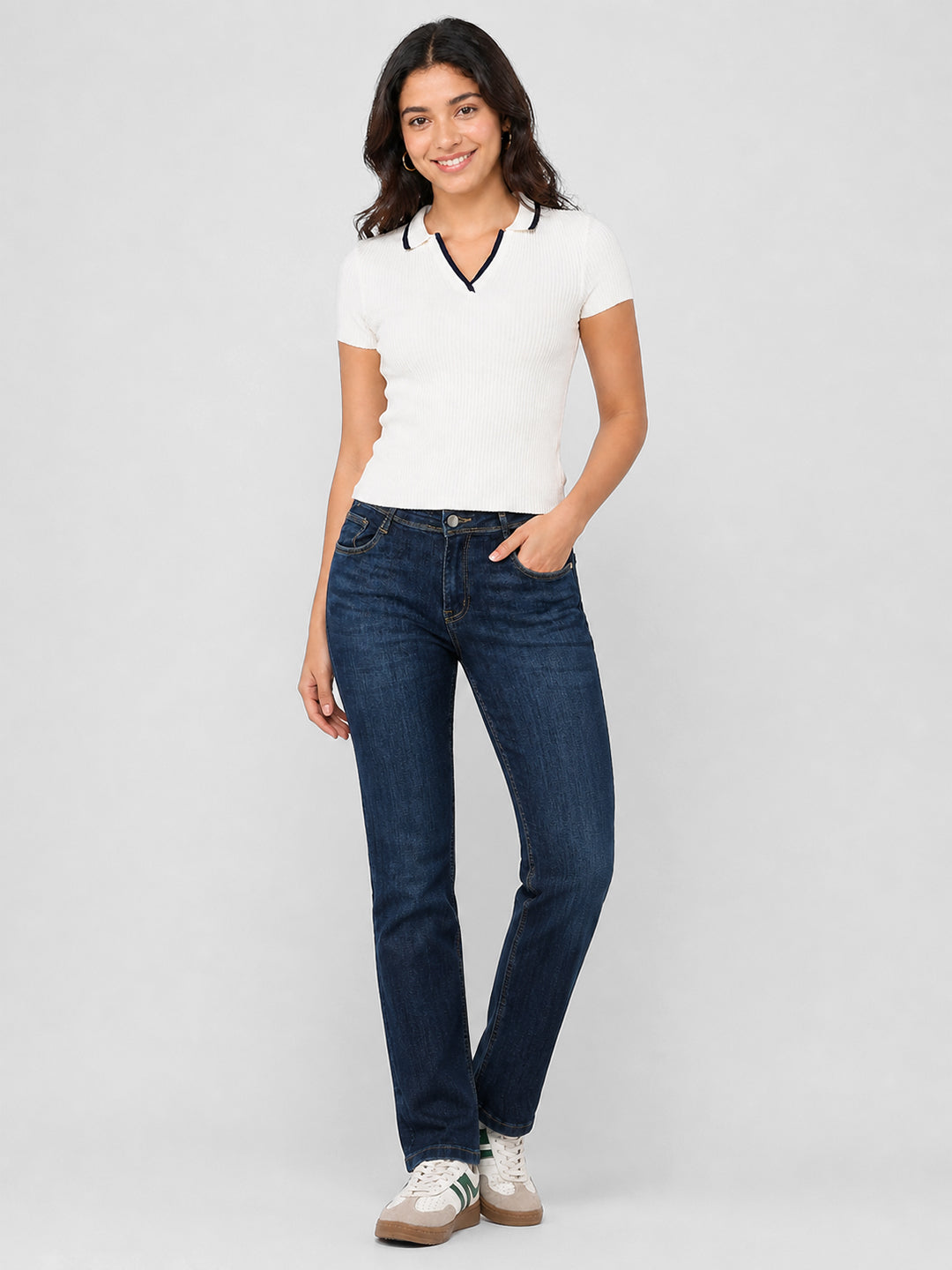 Women Off White Flat Knit