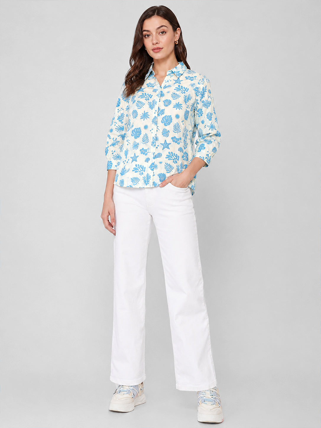 Women White Printed Shirt
