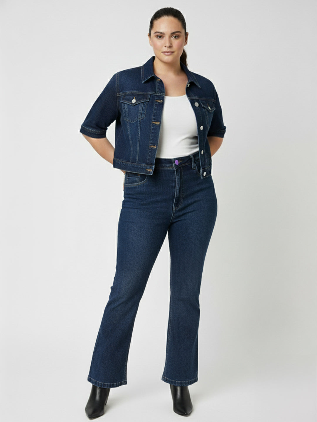 Women Dark Blue High-Rise Flare Jeans