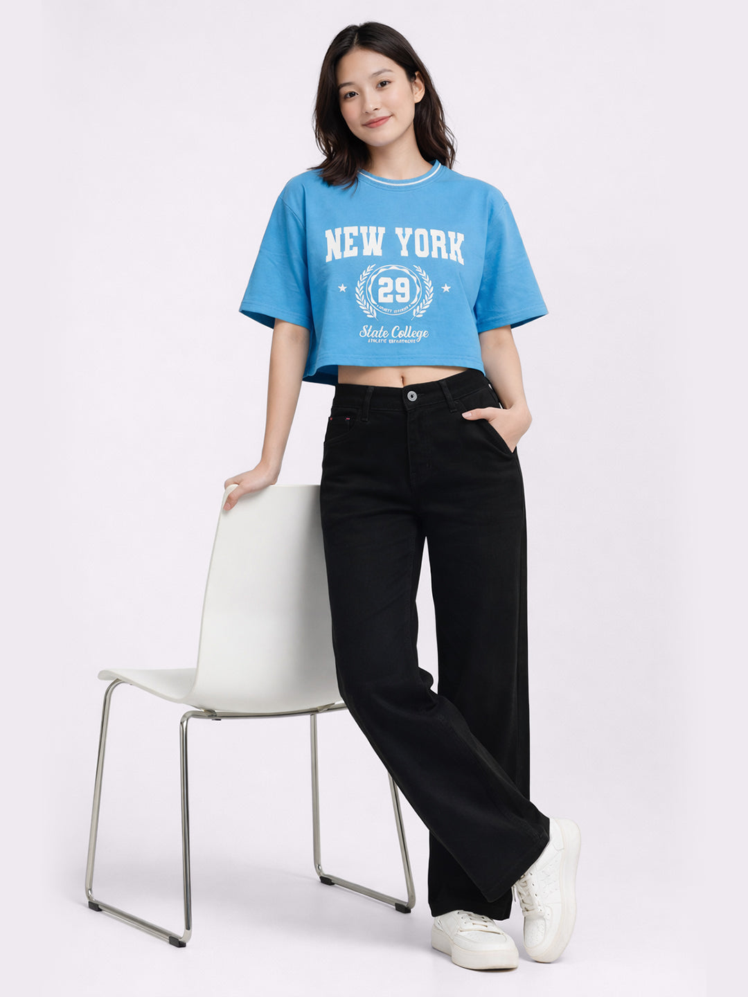 Women Sky Graphic Crop Tees