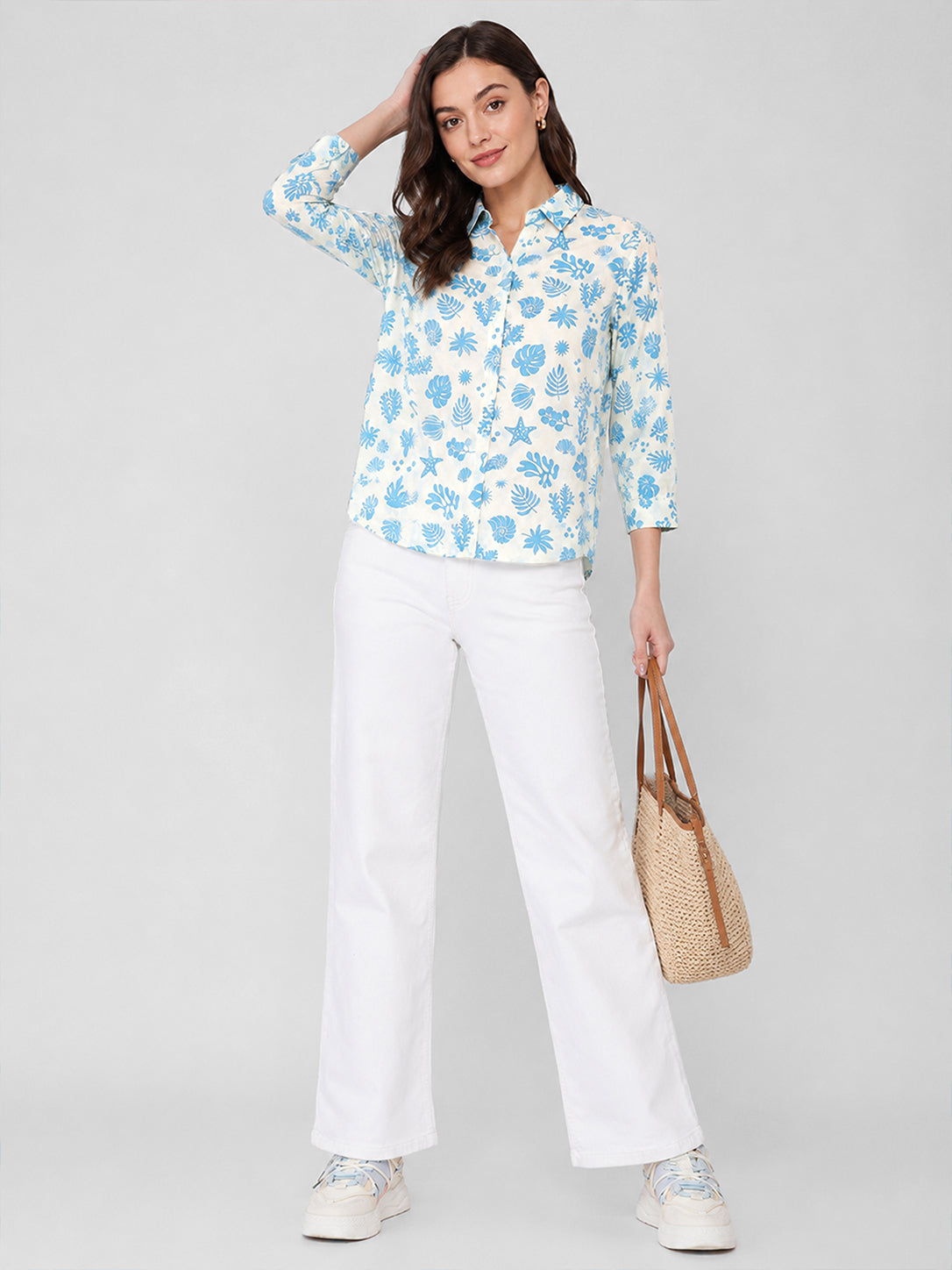Women White Printed Shirt