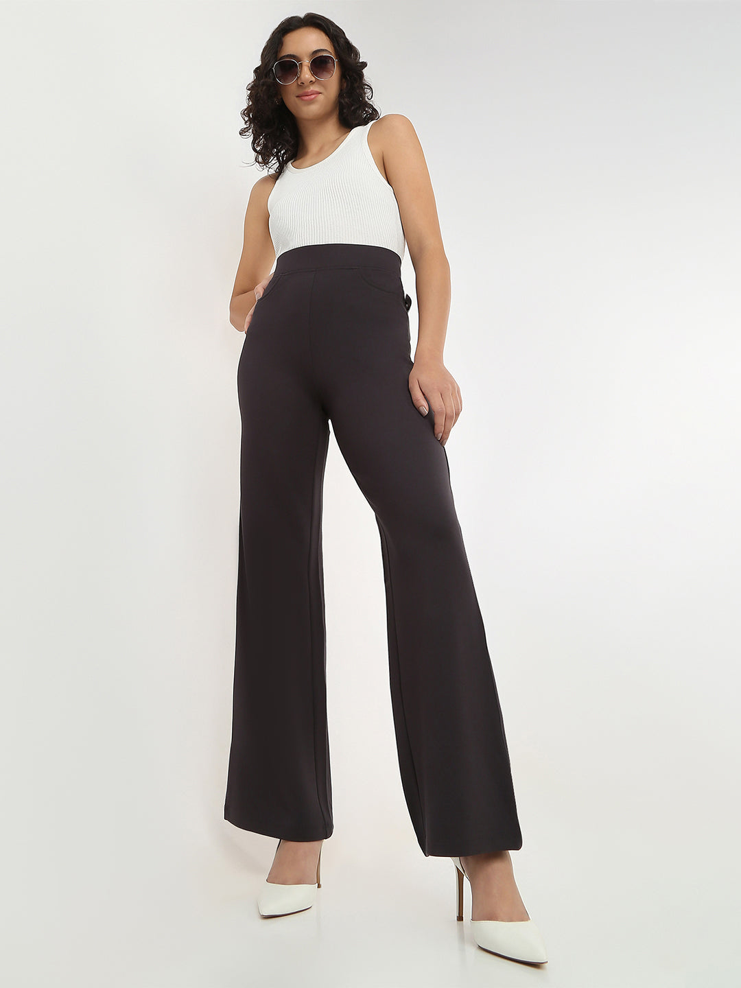 Women Charcoal High-Rise Treggings