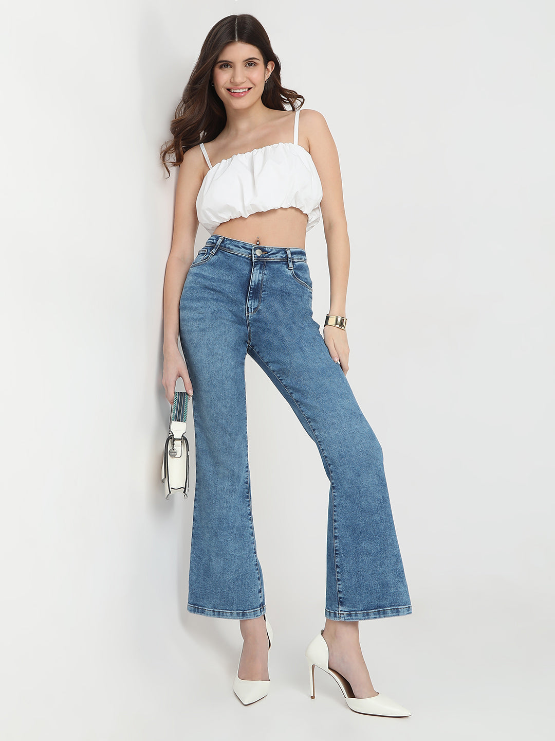 Women Blue High-Rise Flare Jeans