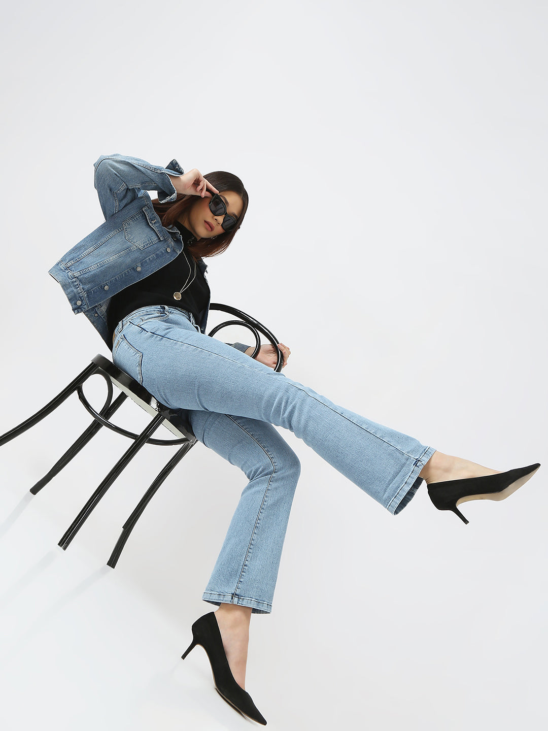 Women Ligh Blue High-Rise Bootcut Jeans