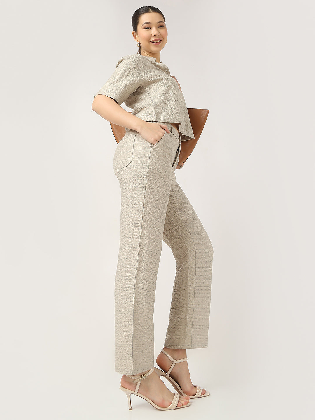 Women Pumice Stone Loose Straight Fit Korean Pants
