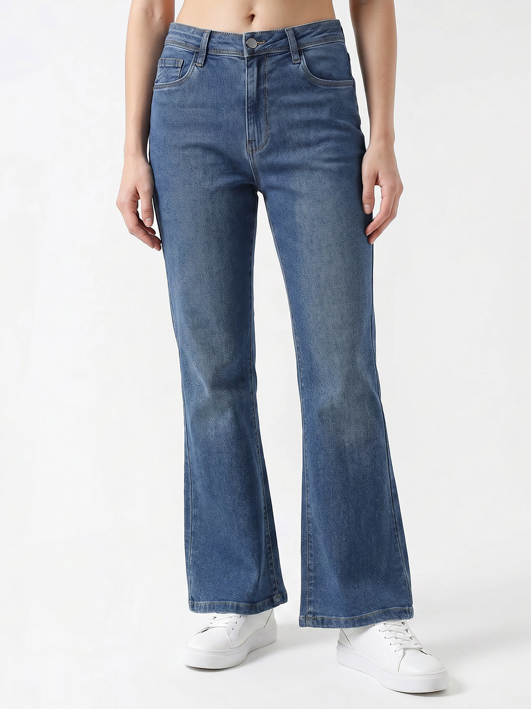 Light Blue High-Rise Crop Flare Jeans