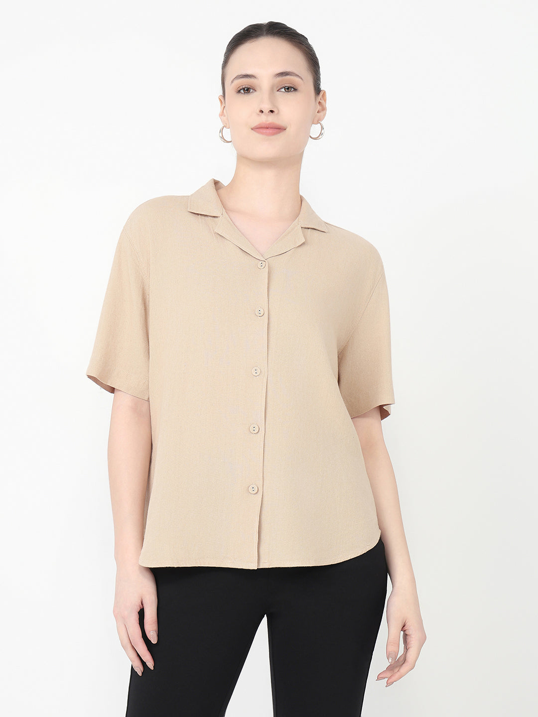 Women Oatmilk Slim Fit Shirt