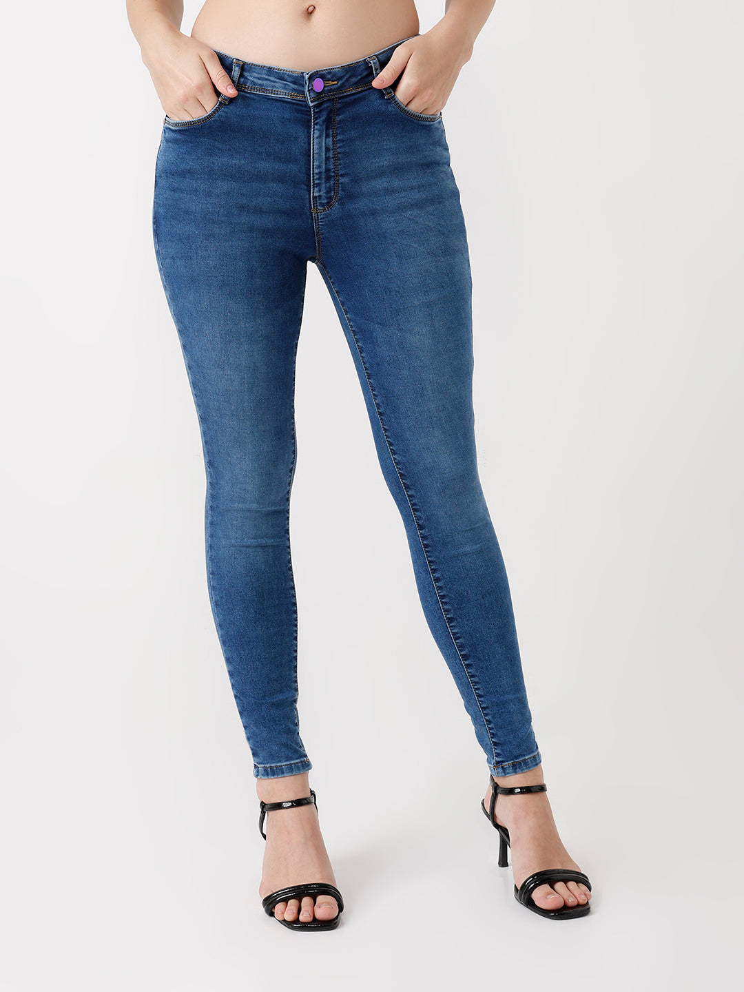 Women Blue High-Rise Skinny Jeans