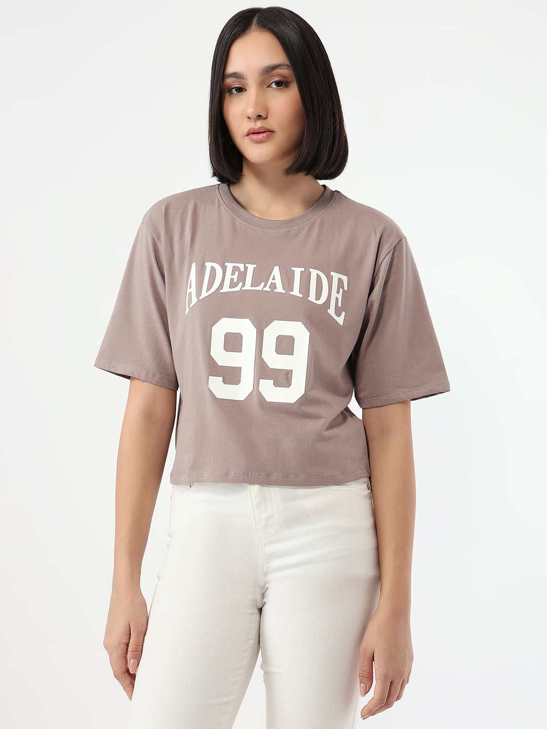 Women Oyster Slim Fit Crop T-Shirt