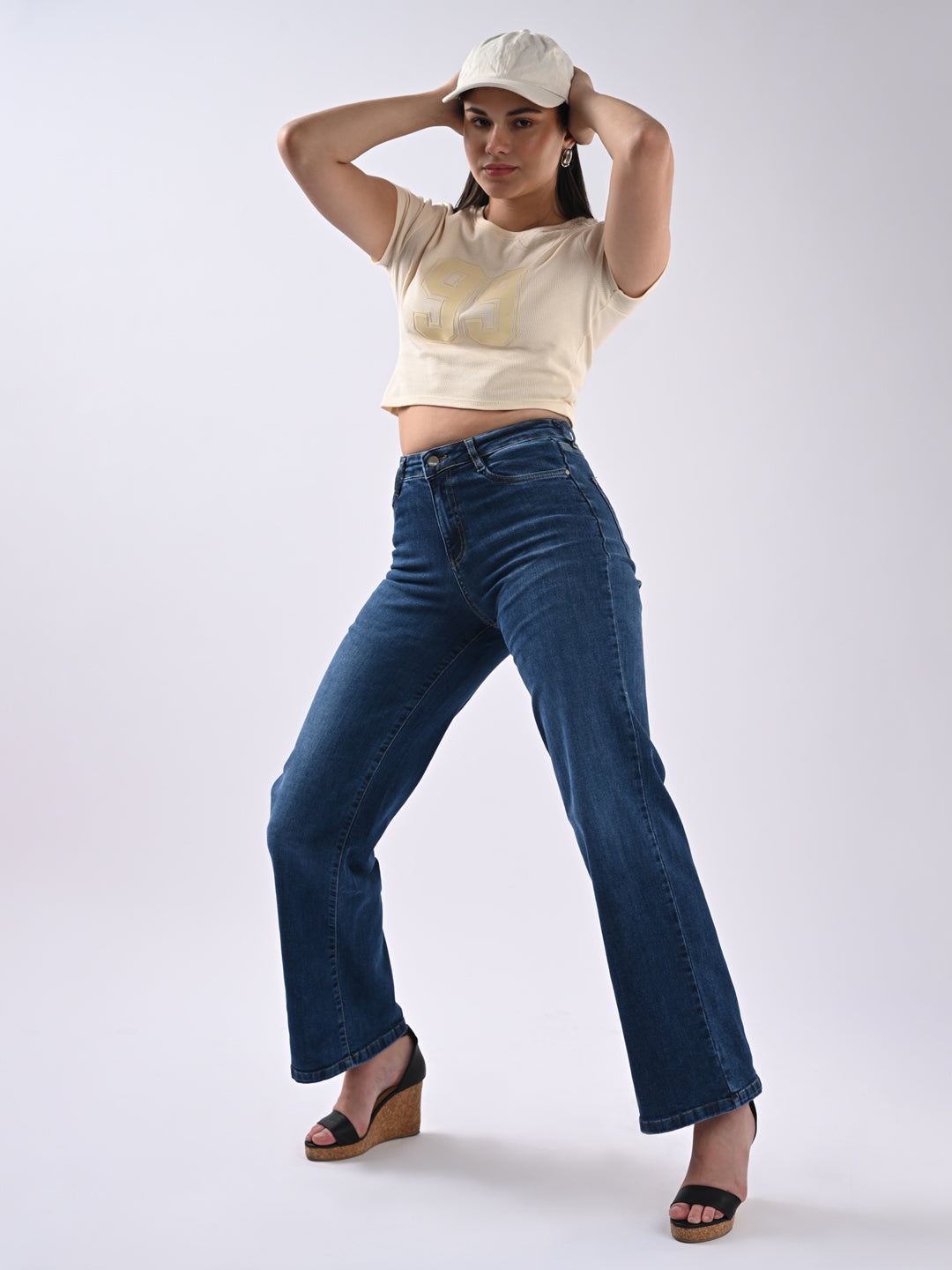 Women High Rise Wide Leg Jeans
