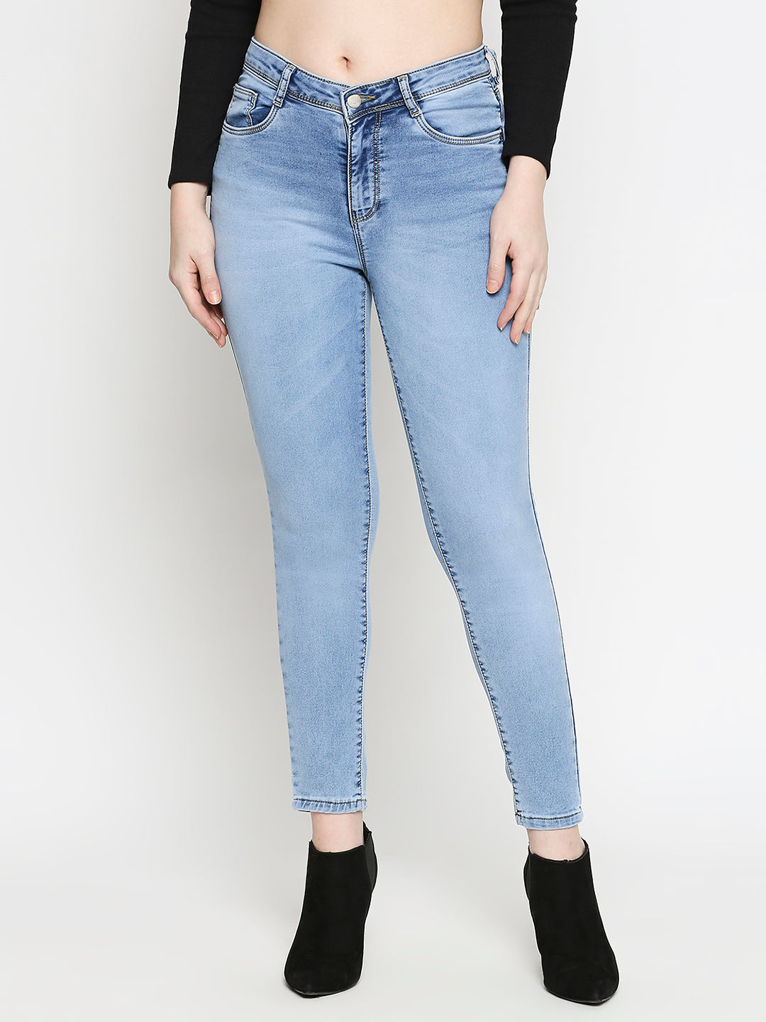 Women Blue High-Rise Skinny Jeans