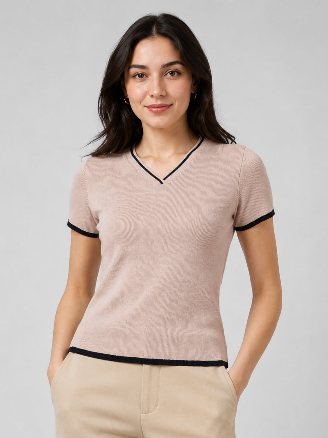 Women Beige Flat Knit