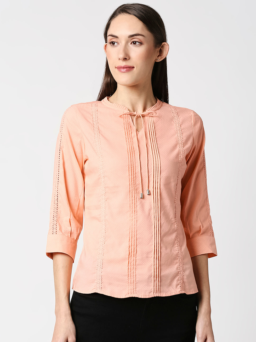 Women Salmon Slim Top