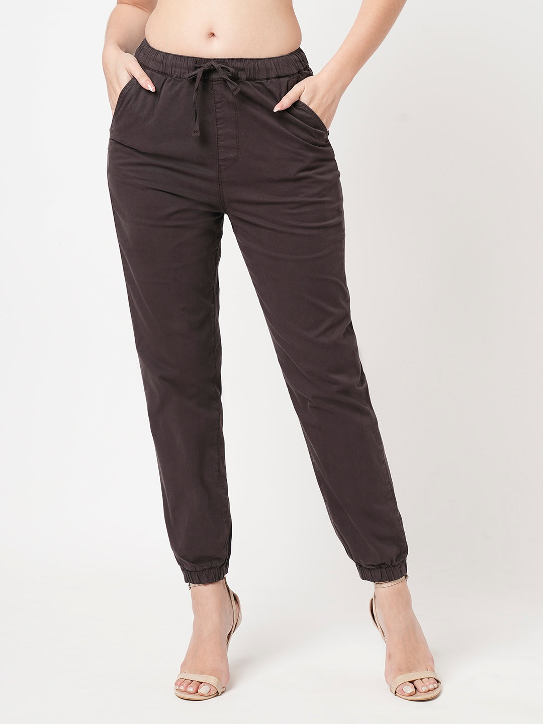 Women Charcoal High-Rise Joggers