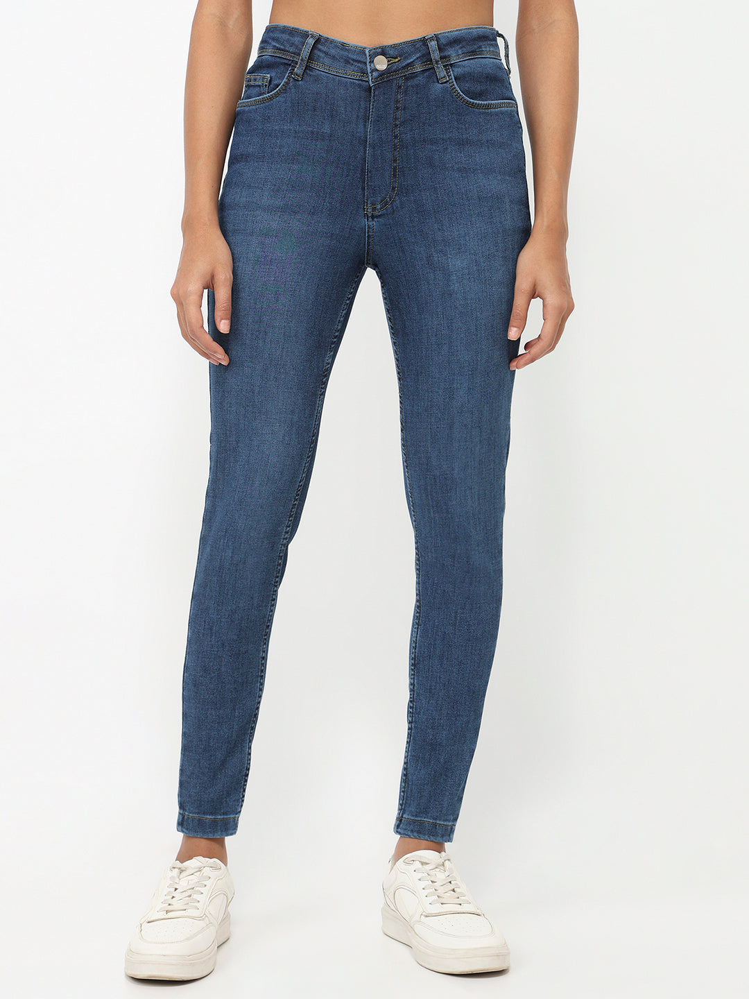 Women Dark Blue High-Rise Skinny Jeans