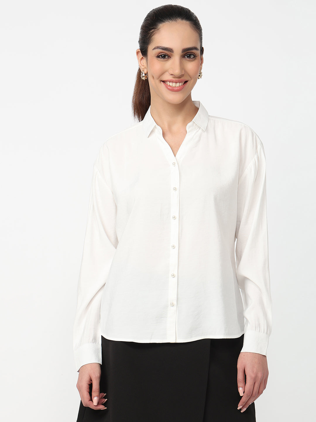 Women White Slim Shirt