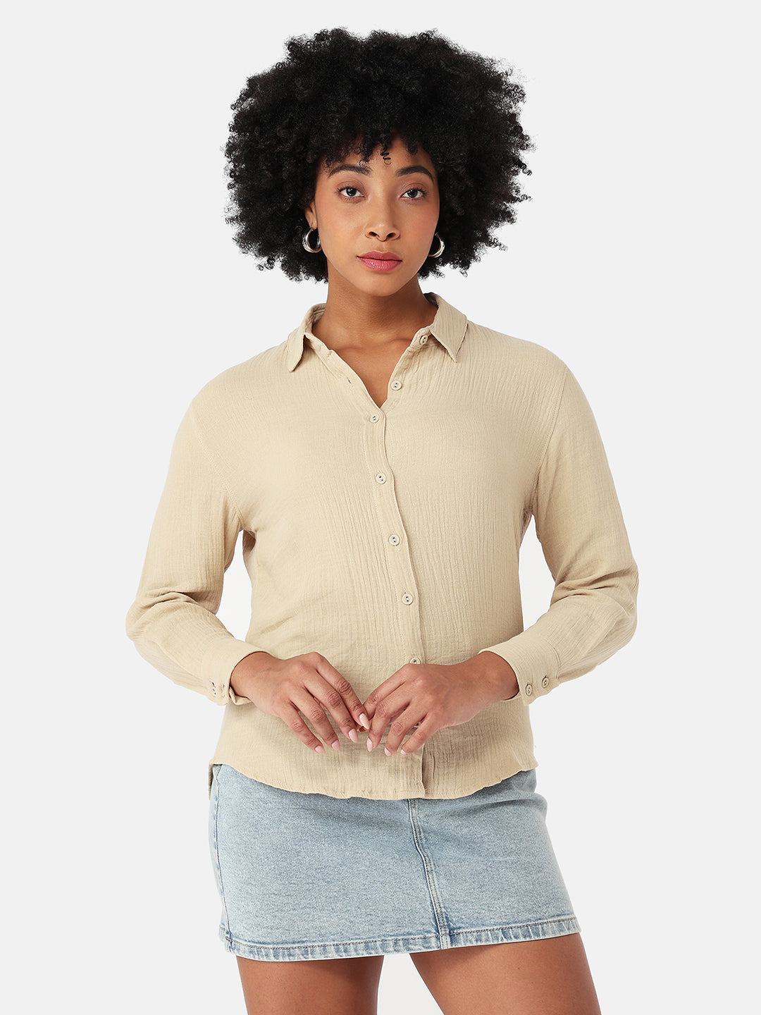 Women Oatmilk Oversized Shirt