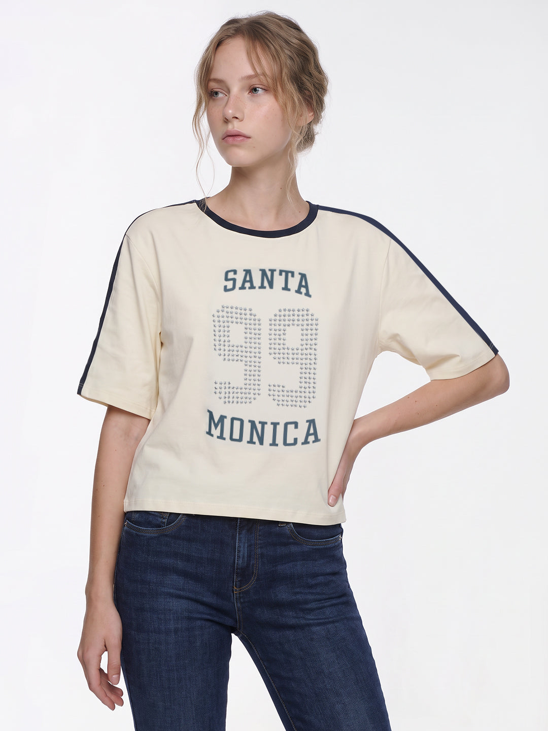 Ivory Graphic Crop Genz Tees