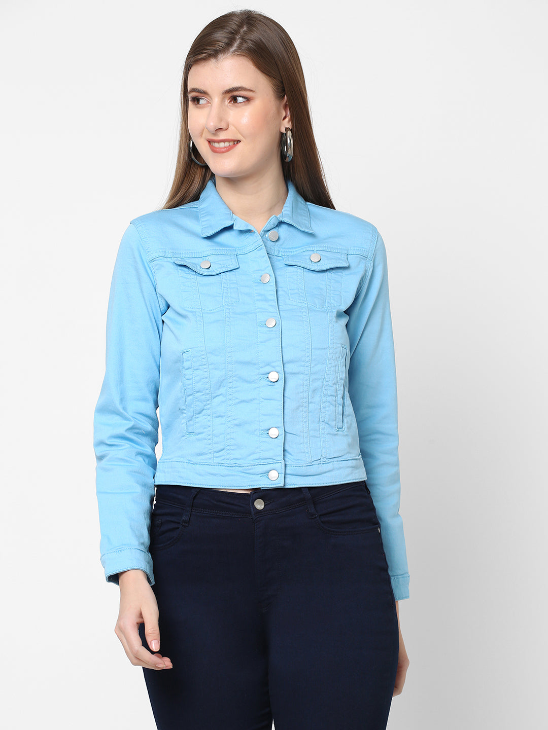Women Trucker With Flap Pockets Jacket