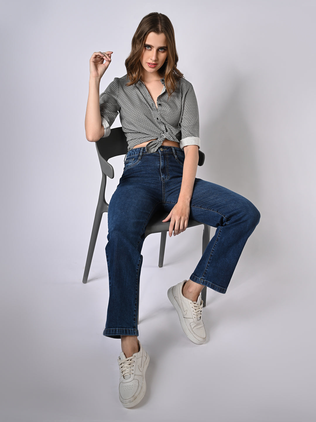 Women Blue High-Rise Straight Fit Jeans