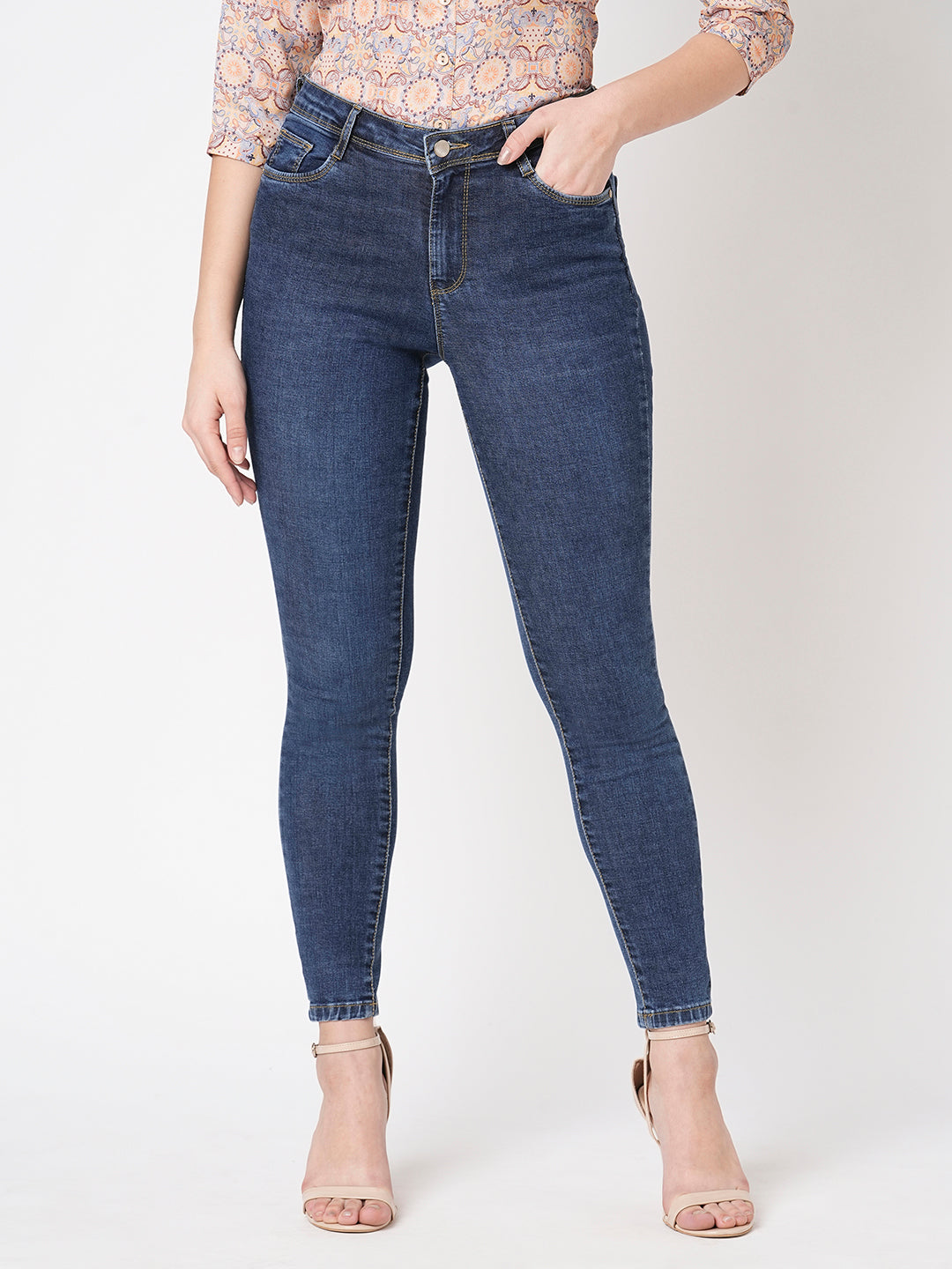 Women Dark Blue High-Rise Skinny Jeans