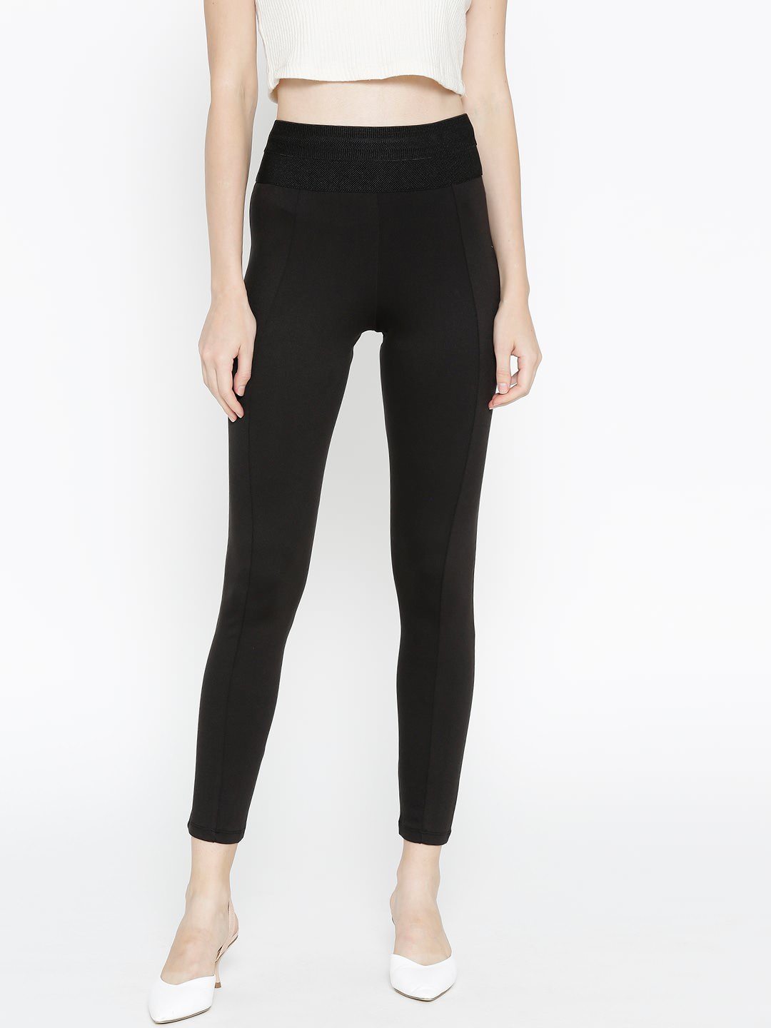 Women Black High-Rise Treggings