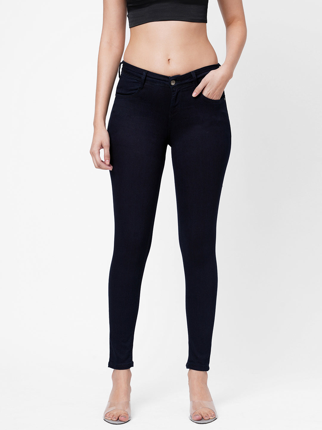 Women Ink Blue Mid-Rise Skinny Jeans